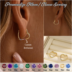Personalised Birthstone Heart Earrings-Mother's day gift
