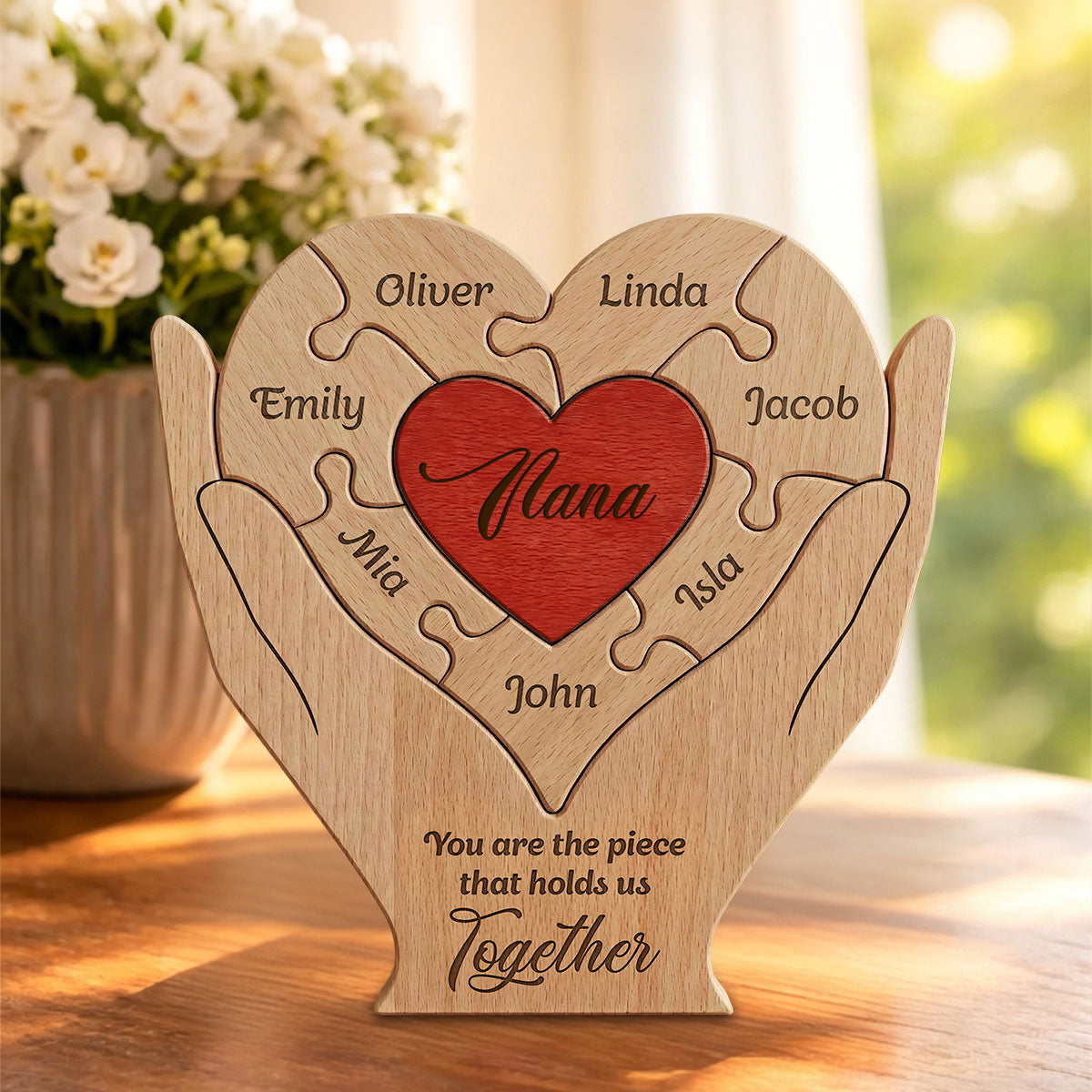Mother's Day Gifts, Mom, Mother You Are The Piece That Hold Us Together - Personalized Wooden Family Puzzle