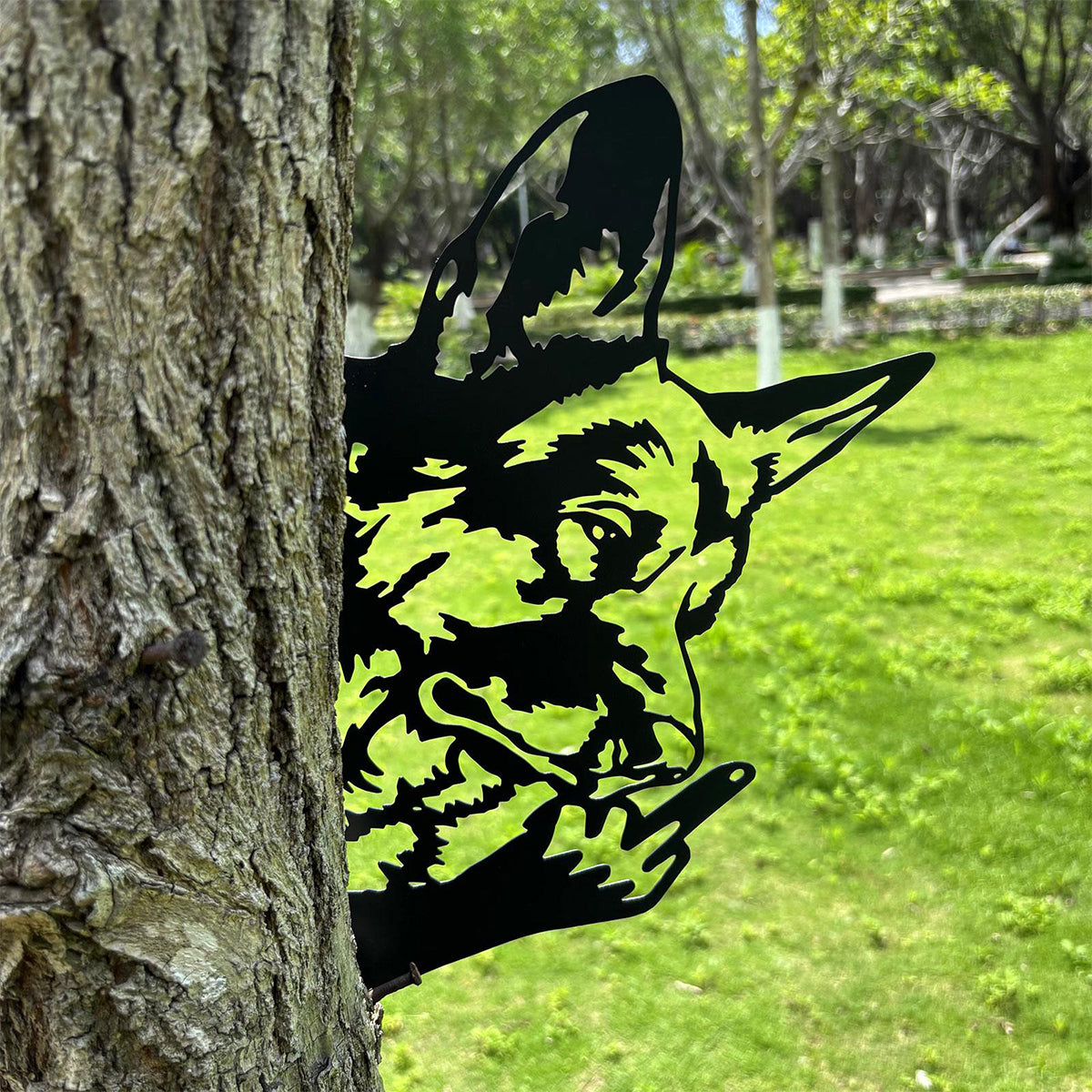 German Shepherd Middle Finger Metal Sign - Versatile Mountable Wall Art