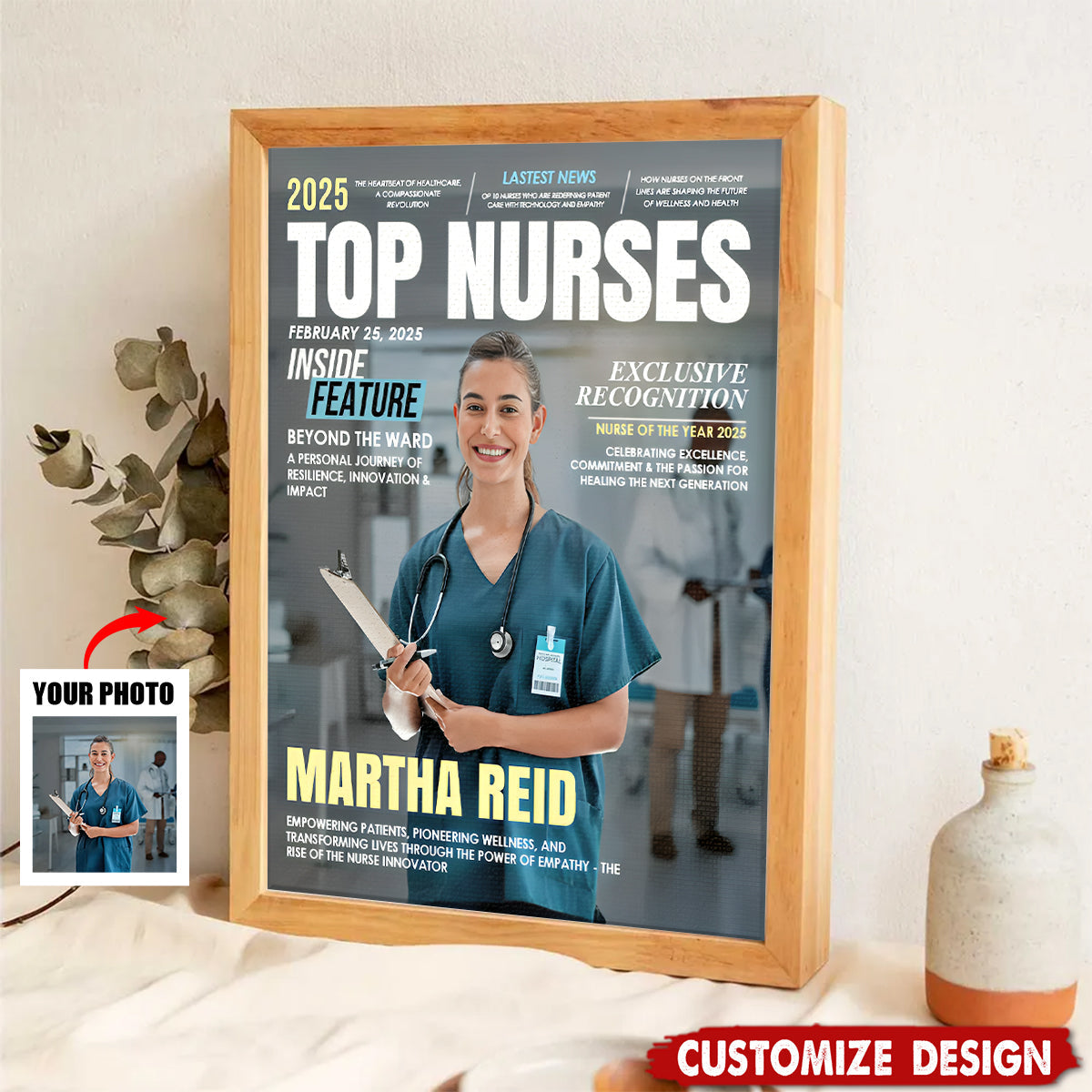 Personalized Top Nurses Magazine Cover Poster - Nurses Appreciate Gift