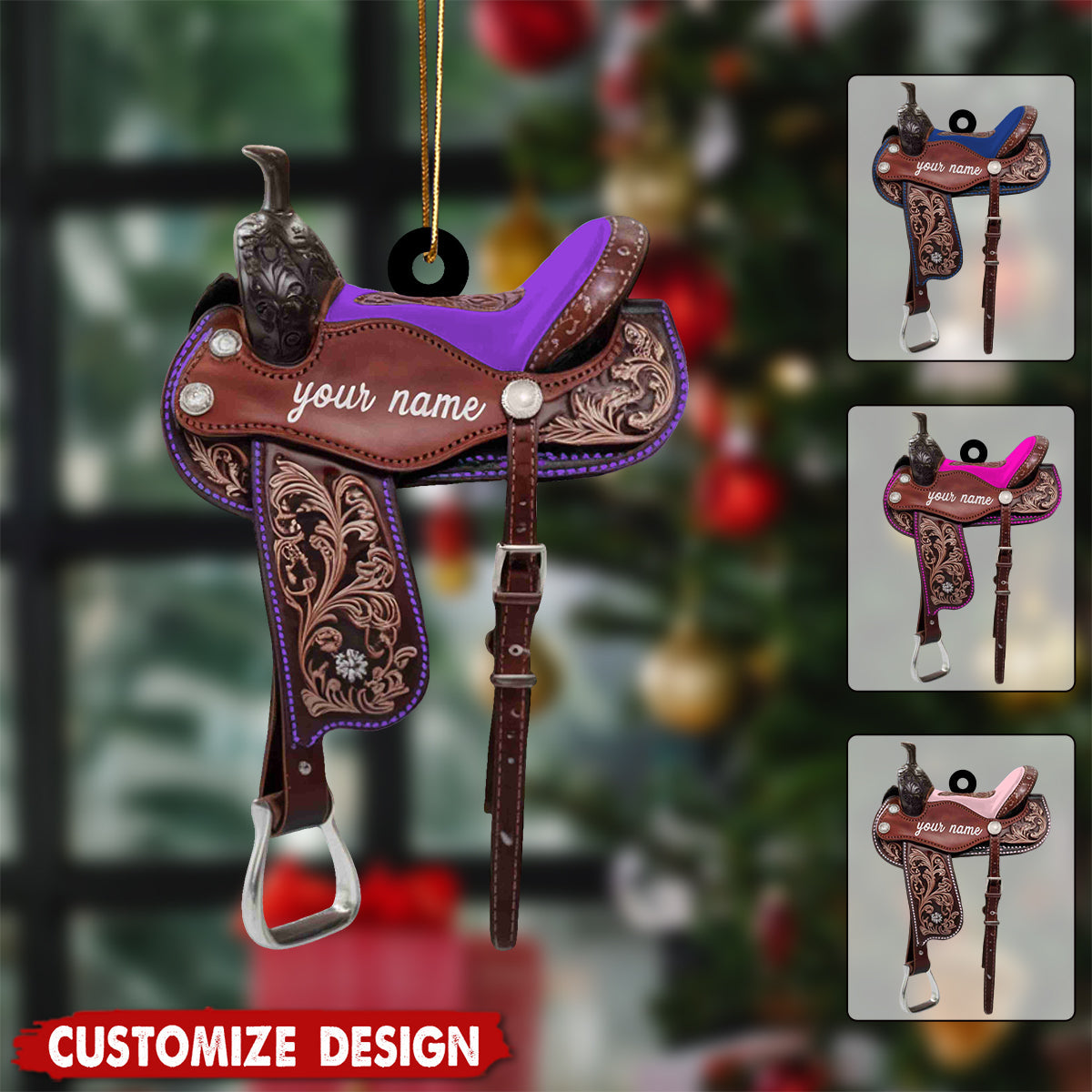 Personalized Horse Saddle Ornament - Gift for Western Lovers,Horse Lovers,Cowboy