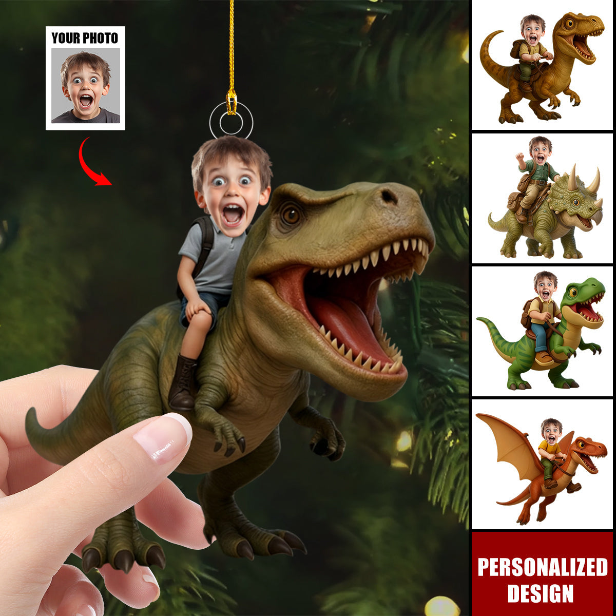 Personalized Dinosaur Ornament-Funny Christmas Gift for Boys