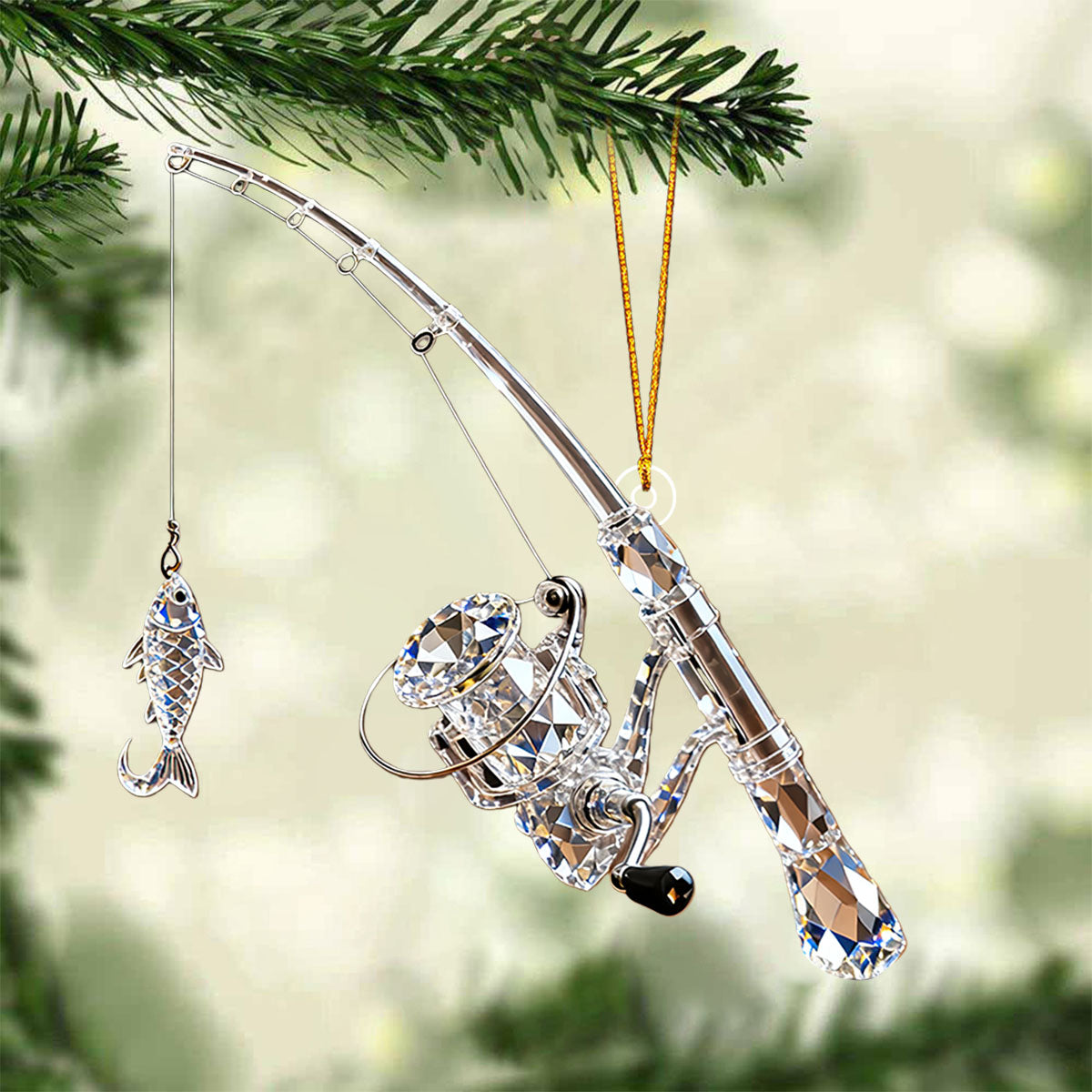 Fishing Rod Christmas Ornament Gift For Fishing Lover