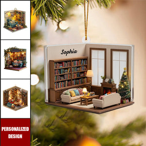 Personalized Reading Room Christmas Ornament-Gift For Book Lovers