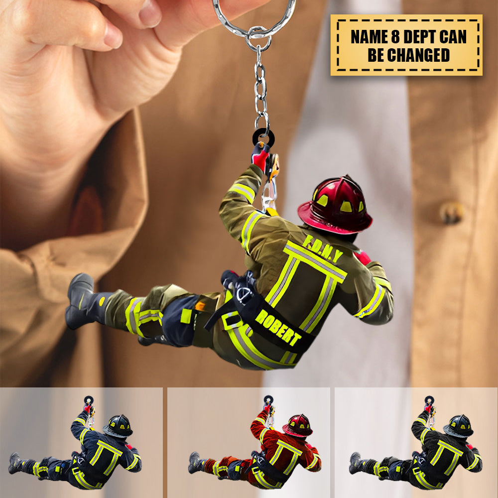 New Release Personalized Firefighter Two Sided Keychain