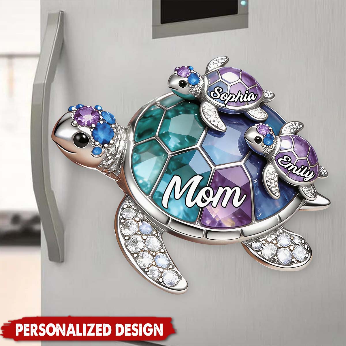 Personalized Grandma/Mom shaped Turtle Fridge Magnet-Gift For Mom and Grandma