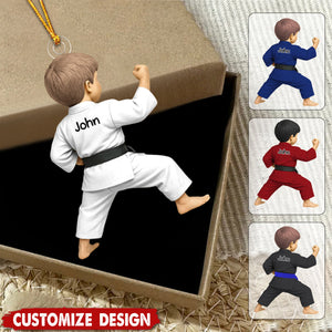 Personalized Kid Black Belt Acrylic Ornament - Jiu-Jitsu,Karate Gift