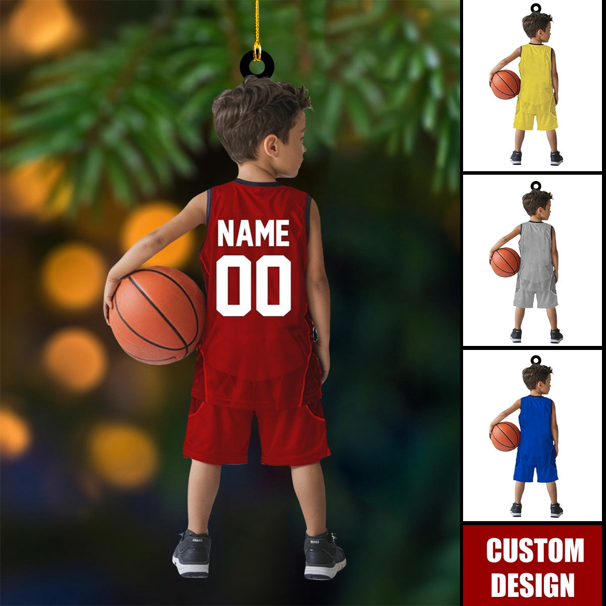 Personalized Basketball Boy Christmas Ornament, Custom Basketball Players 2D Flat Acrylic Ornament, Team Basketball, Kids Basketball Gift