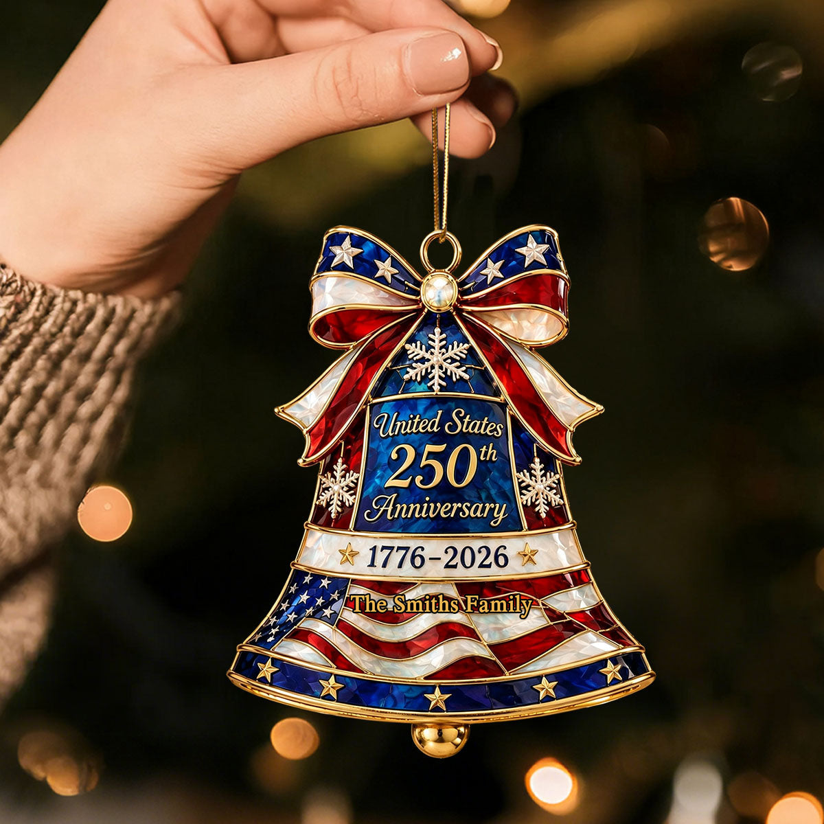 Personalized 250th Anniversary Acrylic Ornament, Christmas Patriotic Keepsake