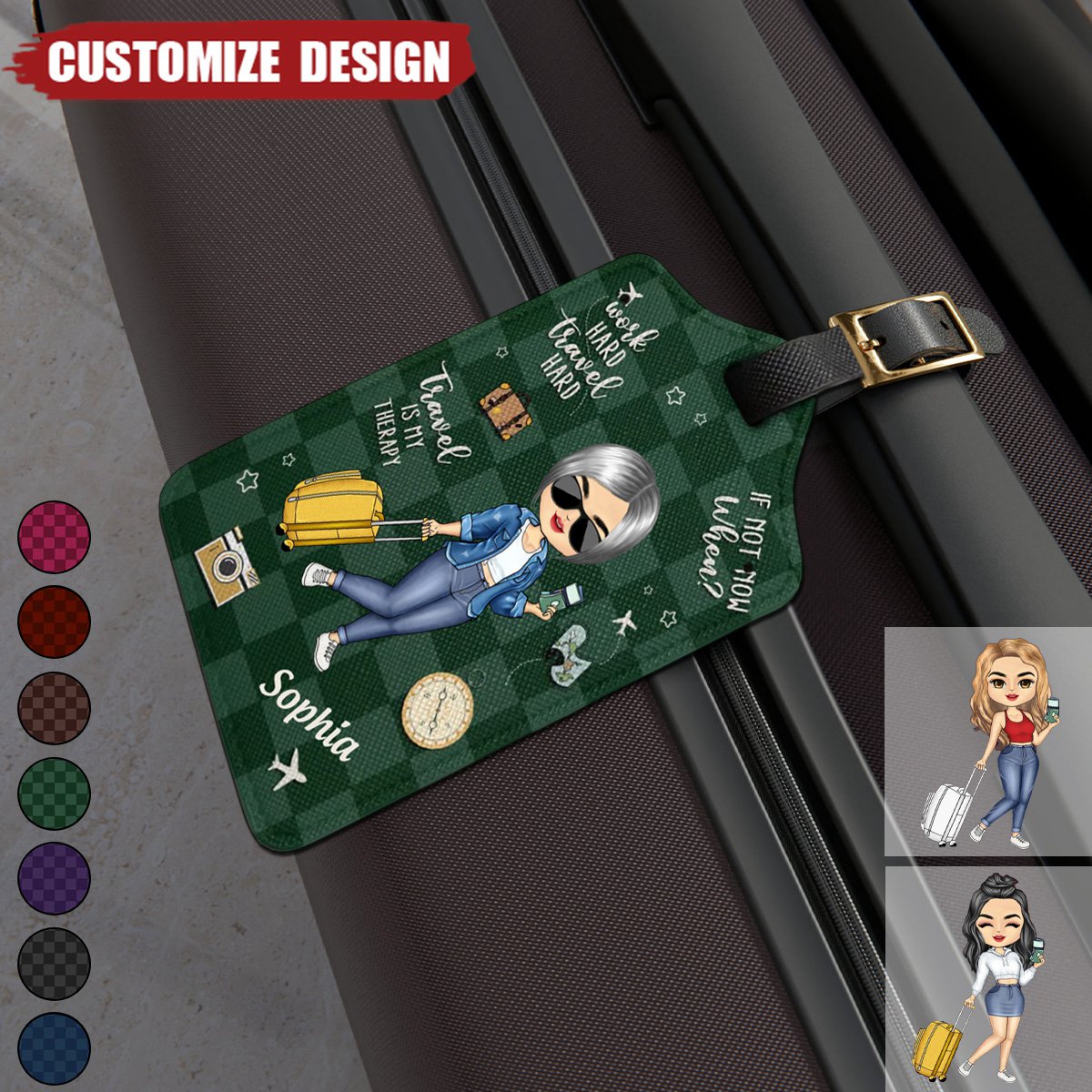 Work Hard, Travel Hard - Travel Personalized Custom Luggage Tag - Holiday Vacation Gift, Gift For Adventure Travel Lovers