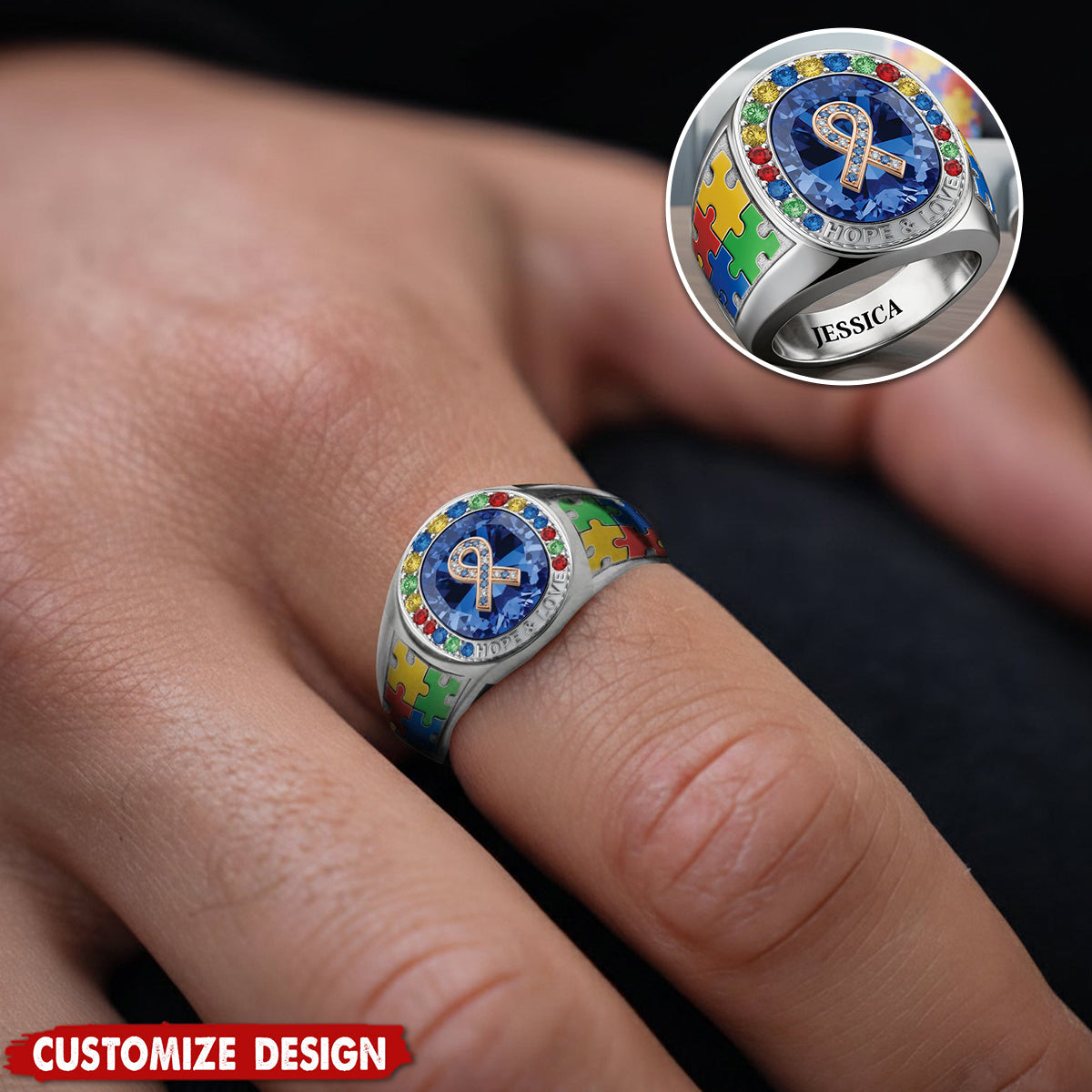 Everyone Communicates Differently - Personalized Autism Awareness Signet Ring