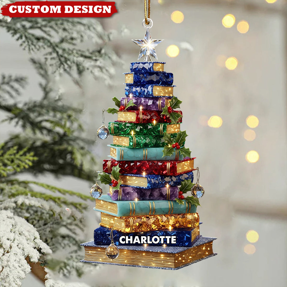 Christmas Book Tree Ornament - Personalized Gifts For Book Lovers