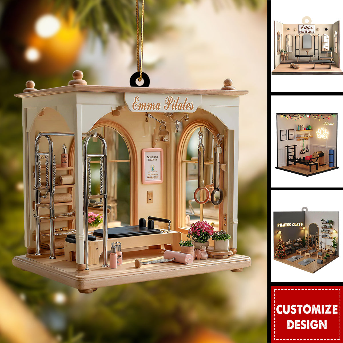 Personalized Pilates Studio Christmas Ornament Gift For Pilates Teacher Or Enthusiast
