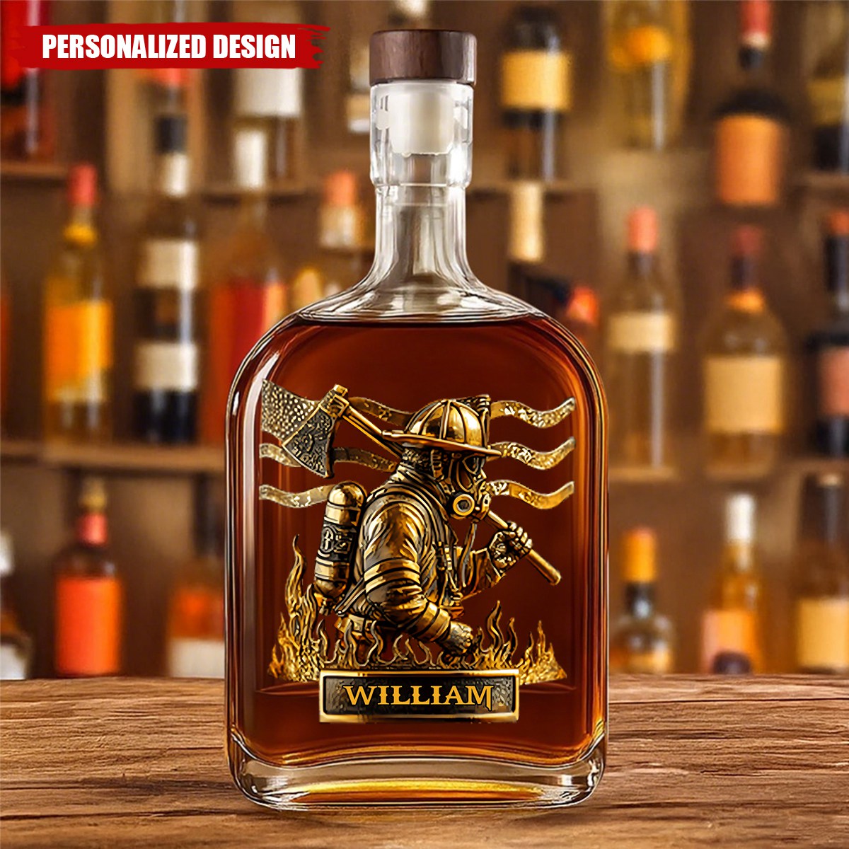 Proud Firefighter-Personalized Sibling Wine Bottle