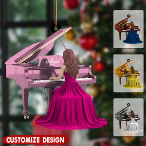 Personalized Piano Christmas Ornament - Gift for Girl Pianist And Player Music Lover