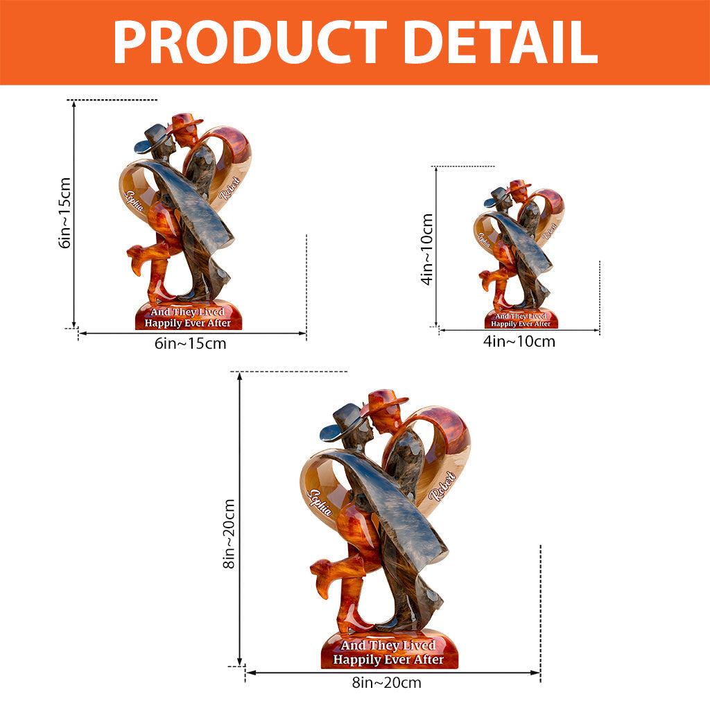 And They Lived Happily Ever After - Personalized Cowgirl Cowboy Couple Acrylic Plaque