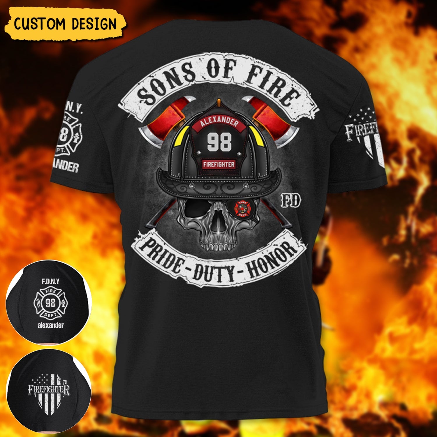 Sons of Fire Pride Duty Honor Personalized Shirt, Gift For Fireman
