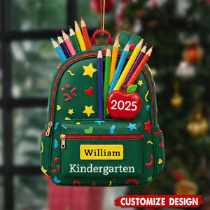 Personalized Kid School Backpack Christmas Ornament - Gift for Kids