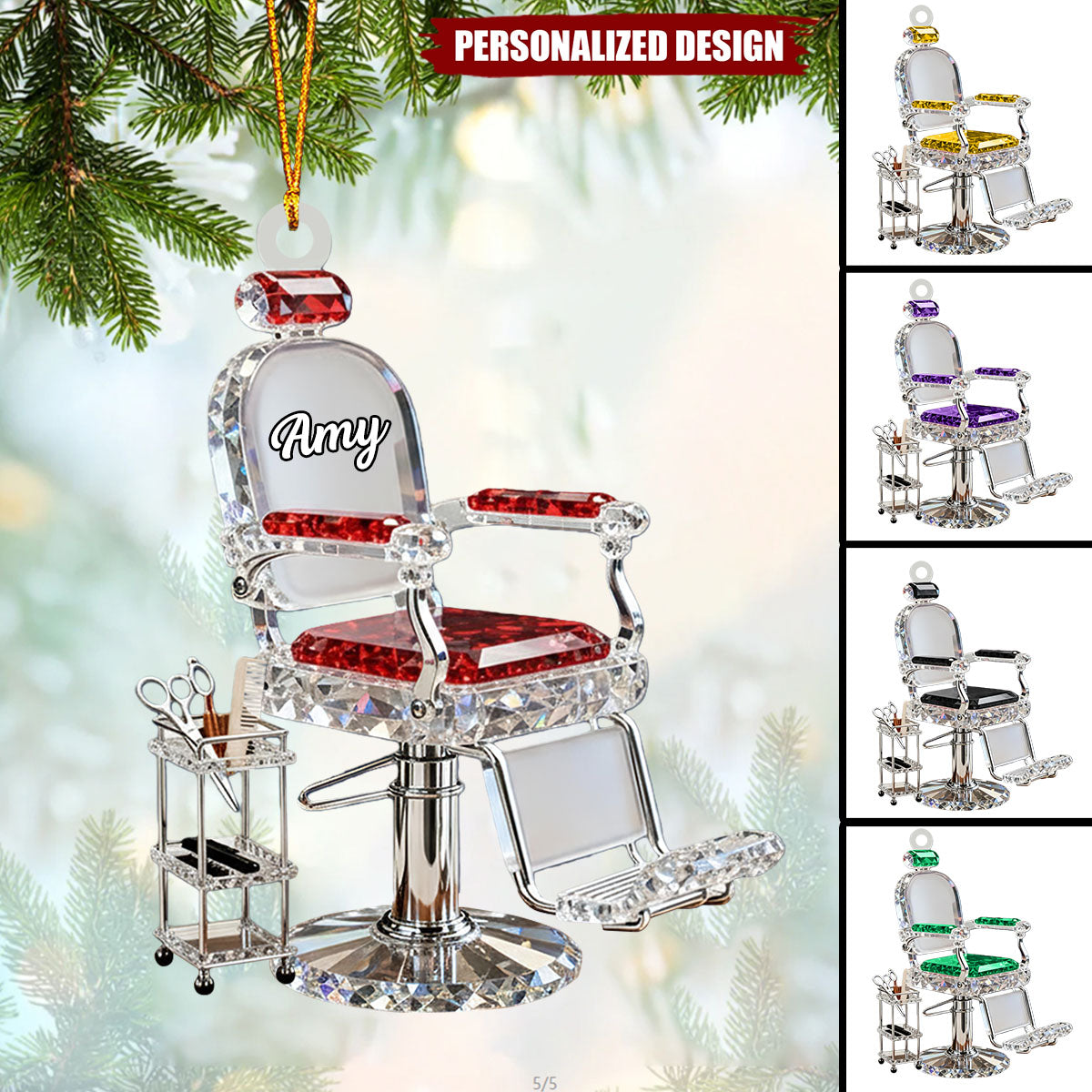 Personalized Barber Chair Christmas Ornament-Stylist Present