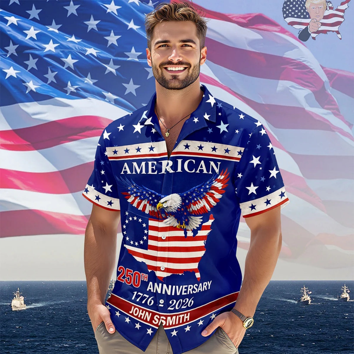 Personalized American 250Th Anniversary Eagle Flag Hawaii Shirt