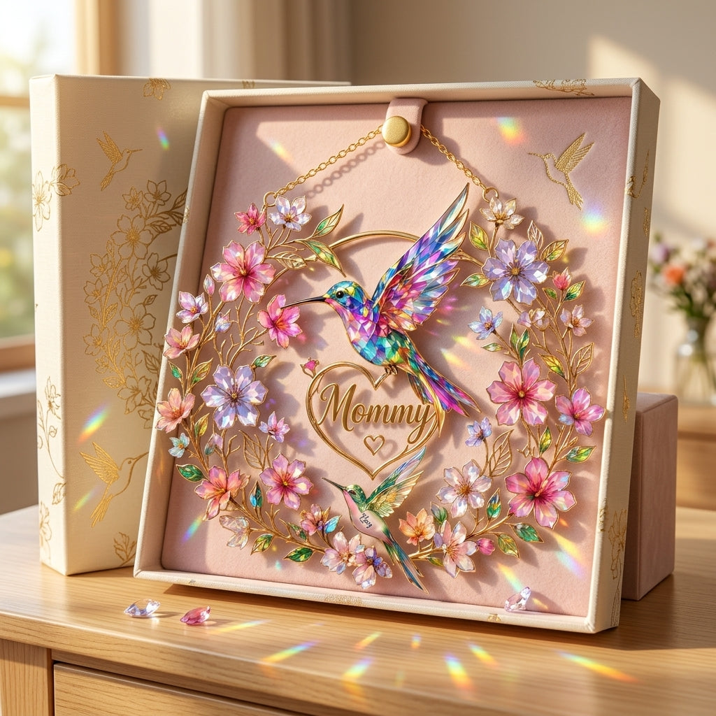 Personalized Hummingbird Suncatcher - Gift For Mom Grandma