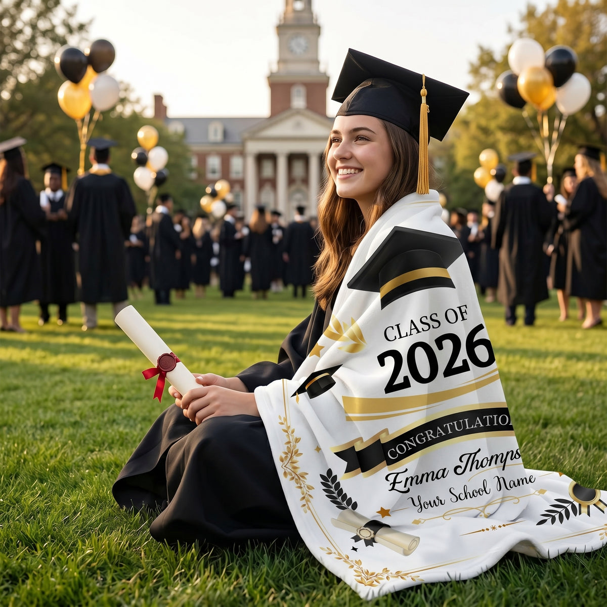 Personalized Graduation Blanket-Class of 2026 Senior Gift