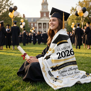 Personalized Graduation Blanket-Class of 2026 Senior Gift
