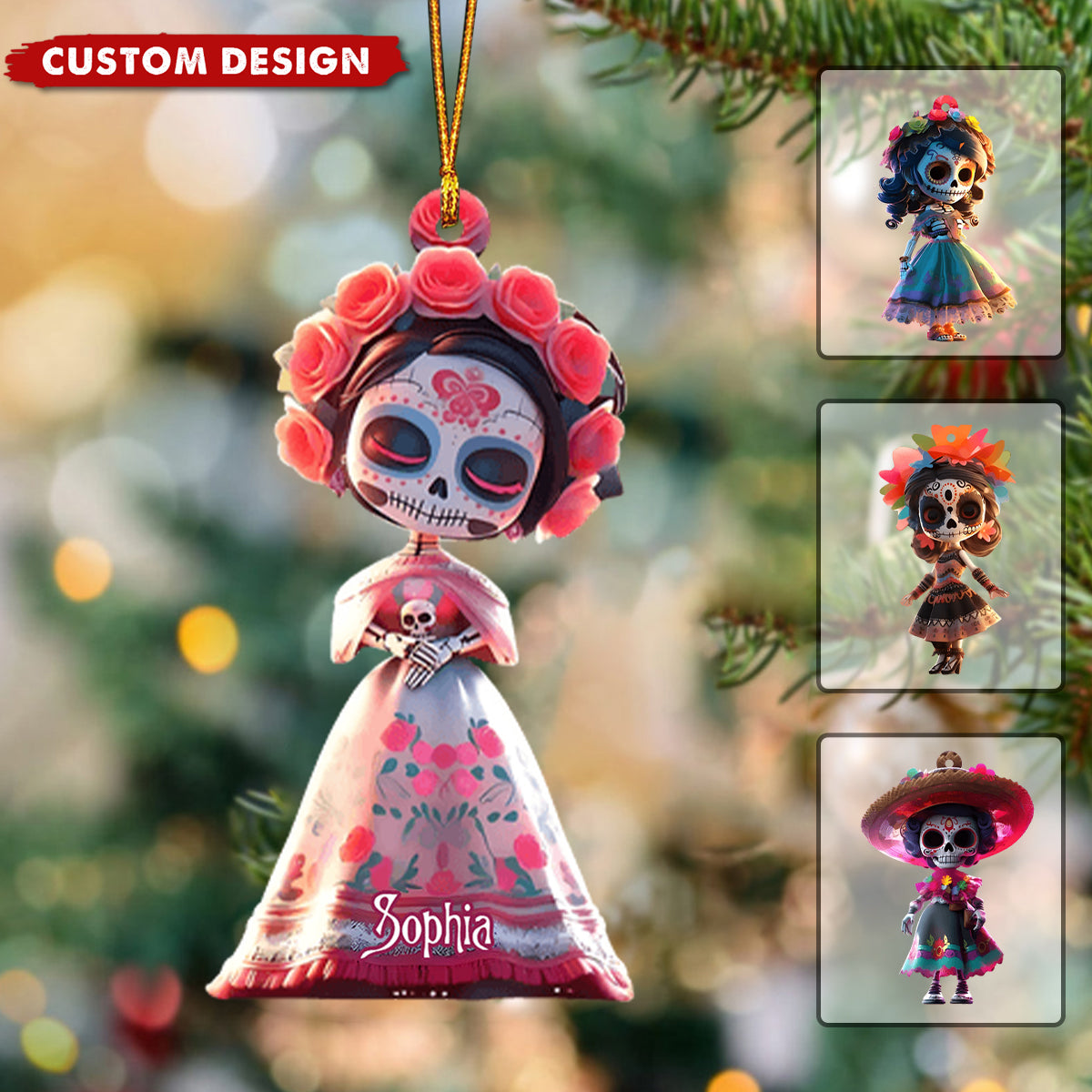 Sugar Skull - Personalized Skull Ornament