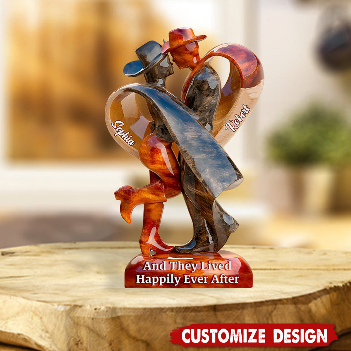 And They Lived Happily Ever After - Personalized Cowgirl Cowboy Couple Acrylic Plaque