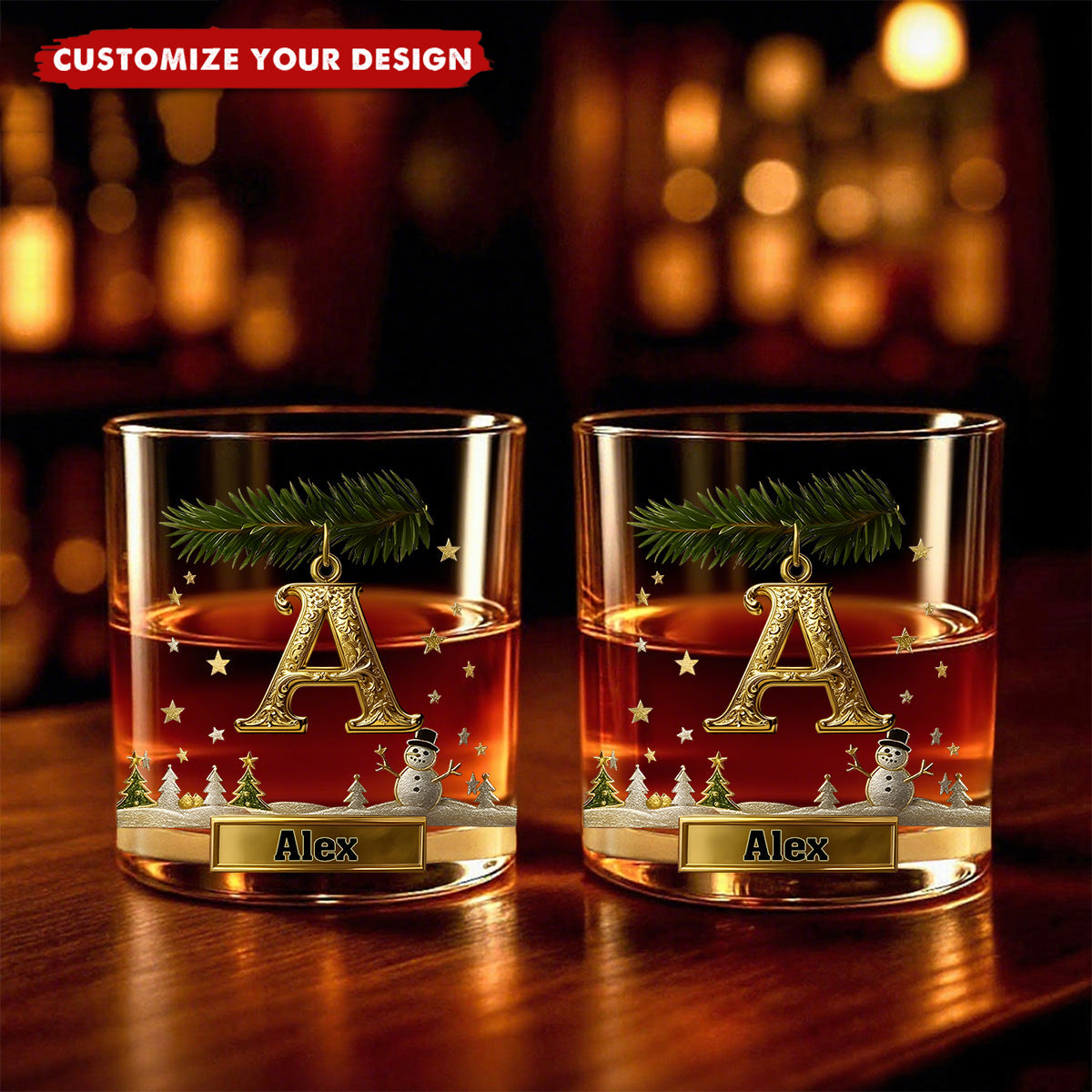 Merry Christmas - Personalized Family Whiskey Glass