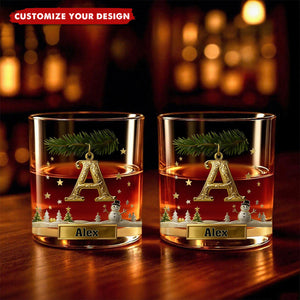 Merry Christmas - Personalized Family Whiskey Glass