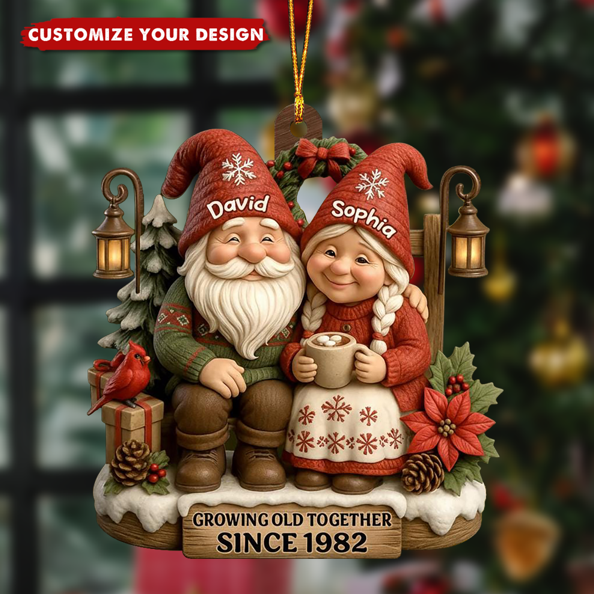 Personalized Growing Old Together Christmas Ornament