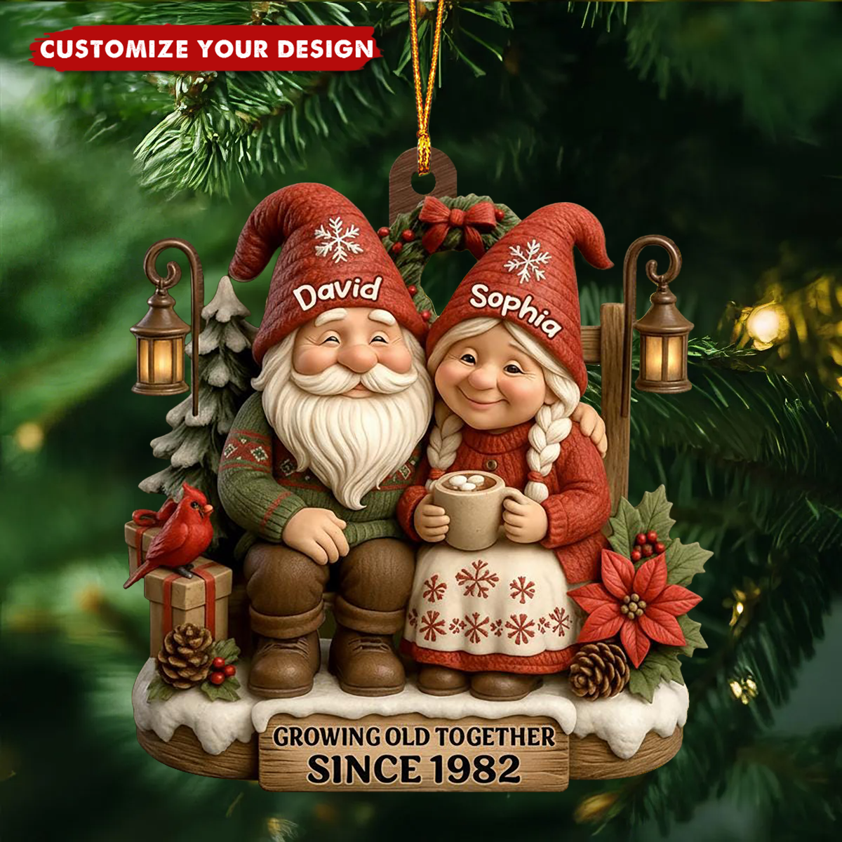 Personalized Growing Old Together Christmas Ornament