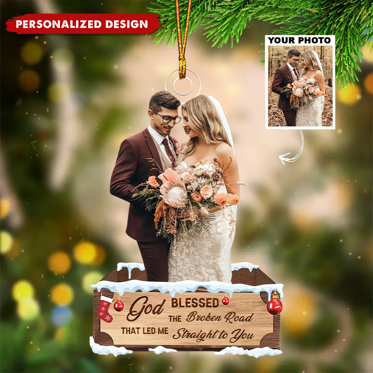 Personalized Photo Couple Acrylic Christmas Ornament-Gifts For Couple