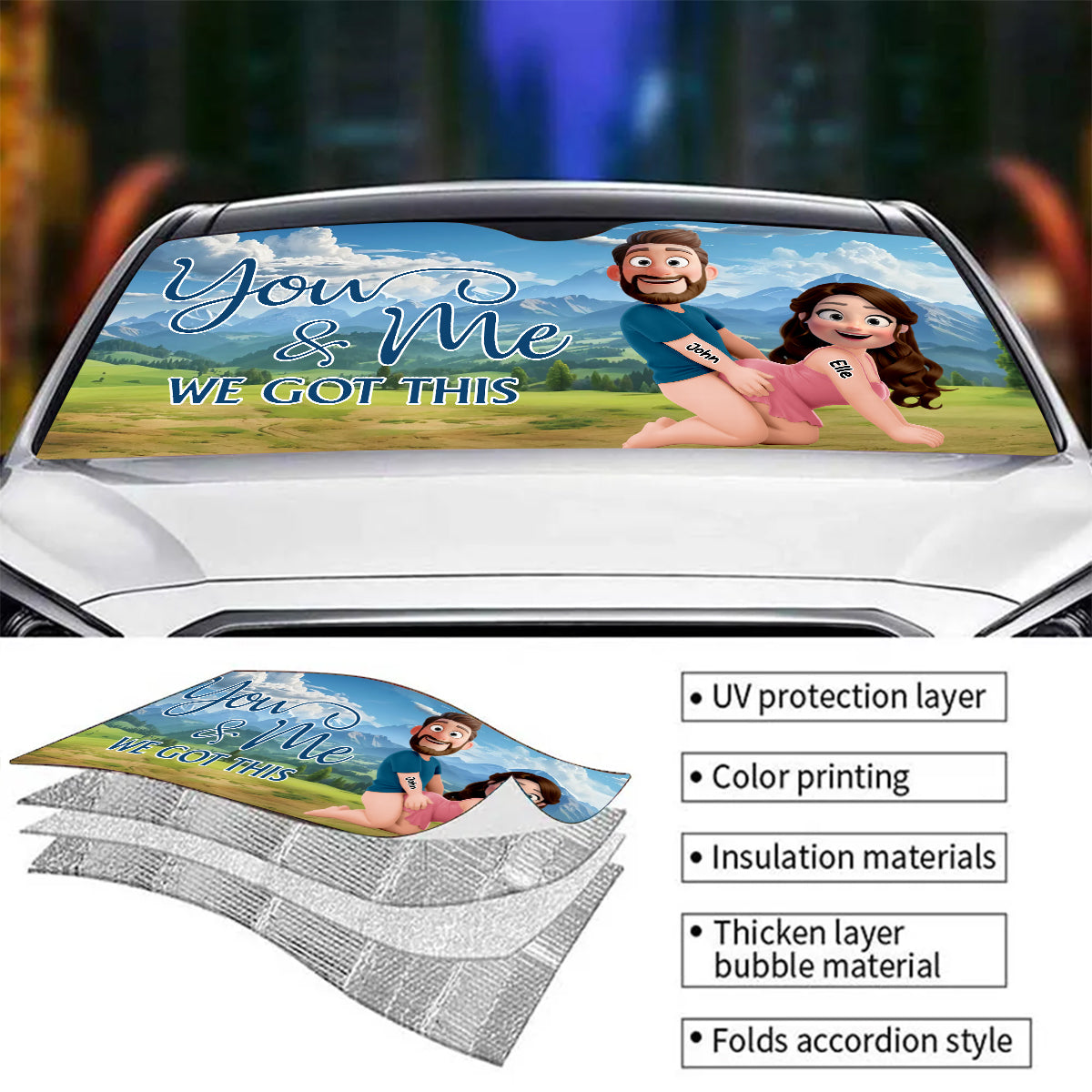 You And Me - Personalized Naughty Couple Car Sunshade