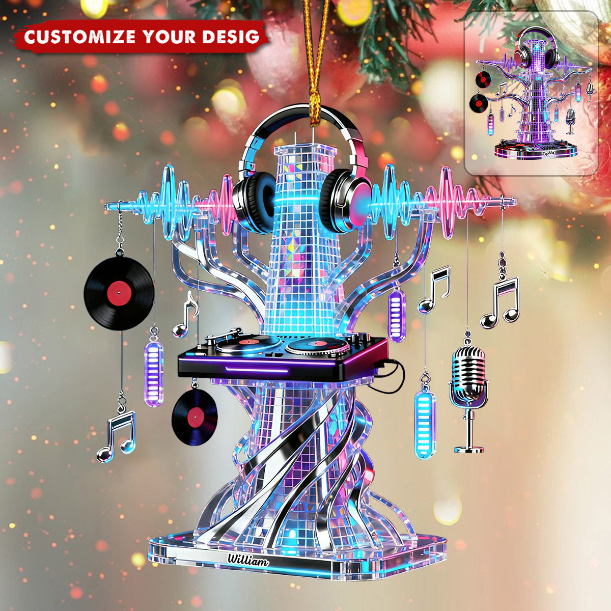 Personalized DJ Tower Christmas Ornament