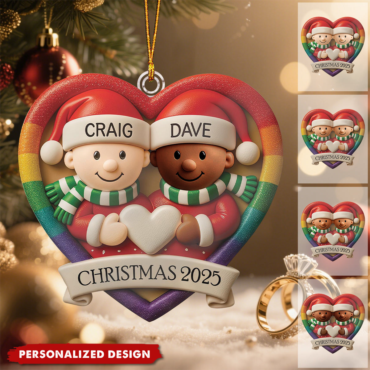 Personalized lgbt Couple Christmas Ornament