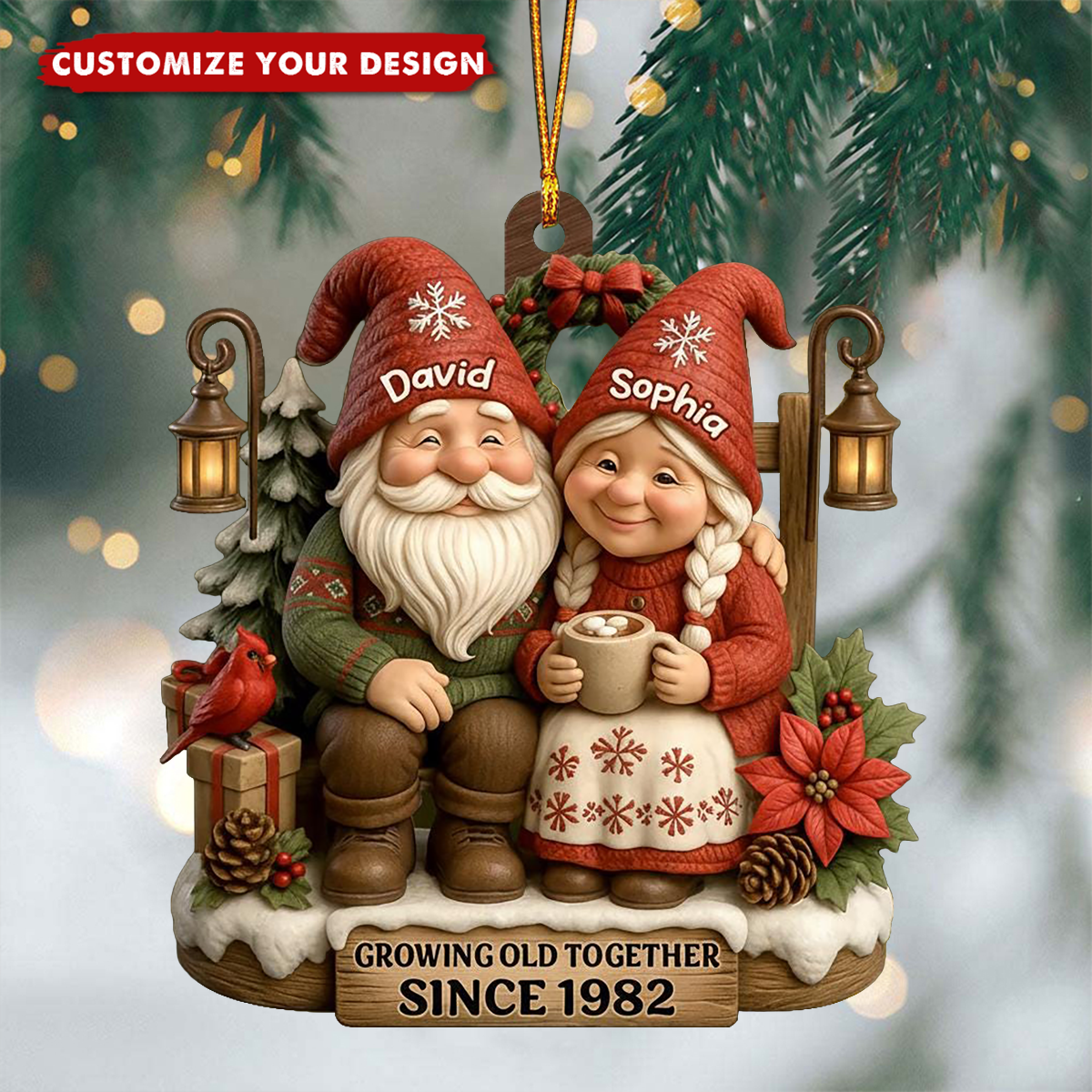 Personalized Growing Old Together Christmas Ornament