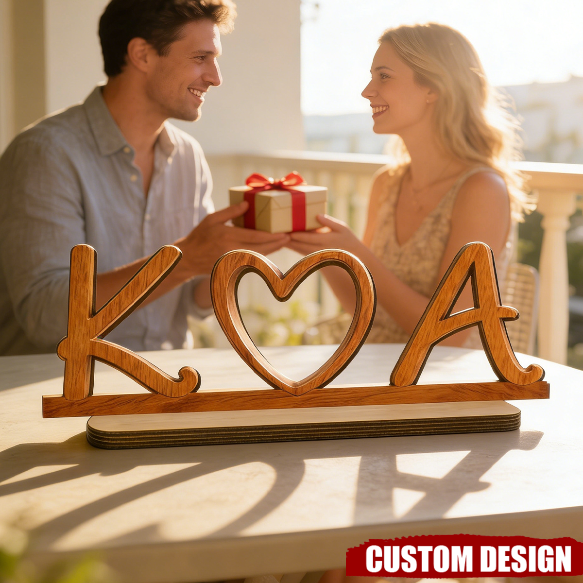 Couple Initials Heart-Personalized Wooden Plaque-Valentine's Day Gift