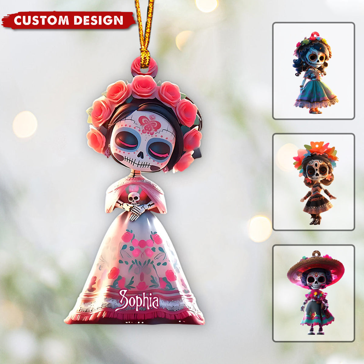 Sugar Skull - Personalized Skull Ornament