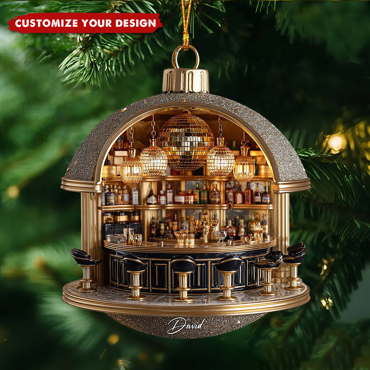 Personalized Exquisite Bar Ornament - Detailed Mini Speakeasy Scene