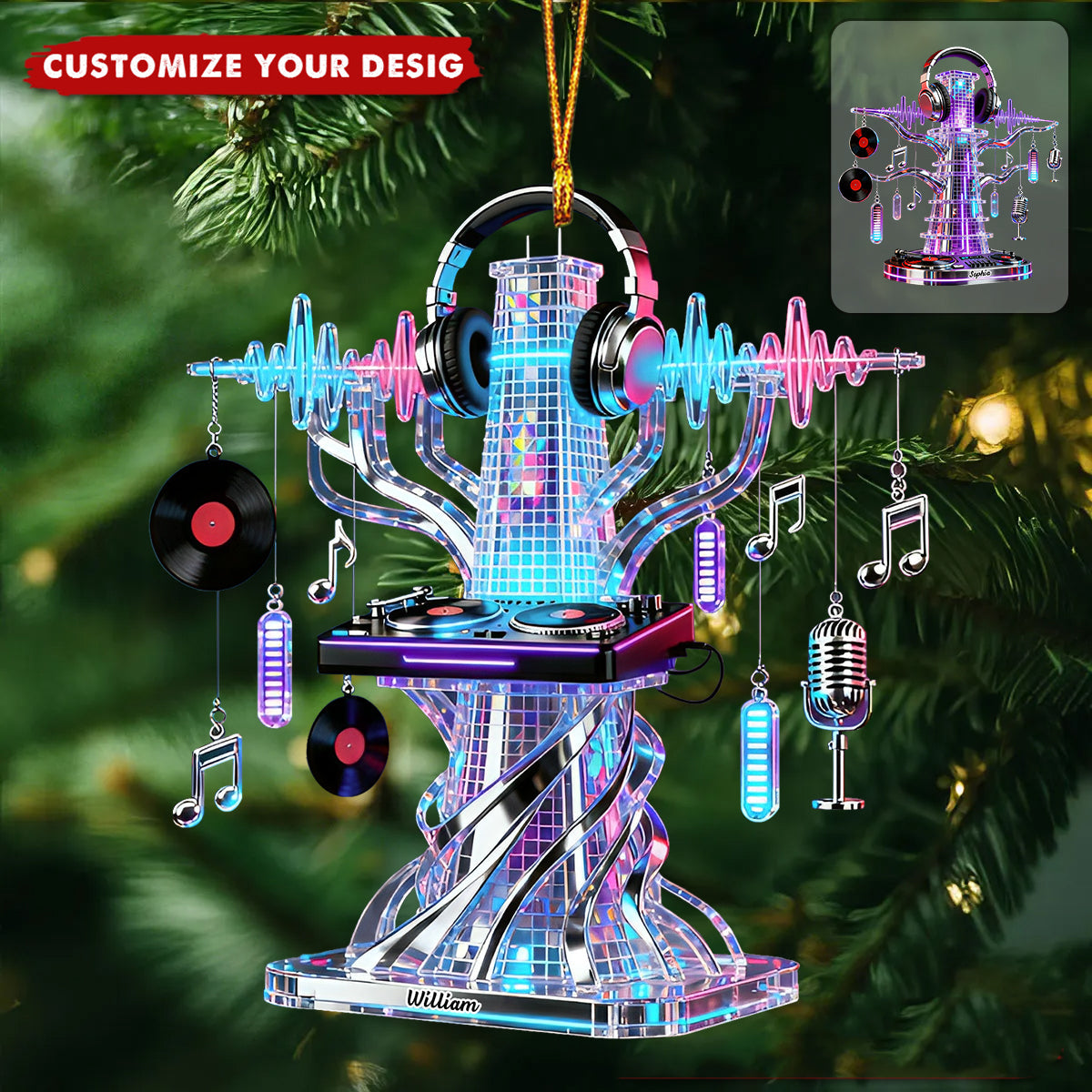 Personalized DJ Tower Christmas Ornament
