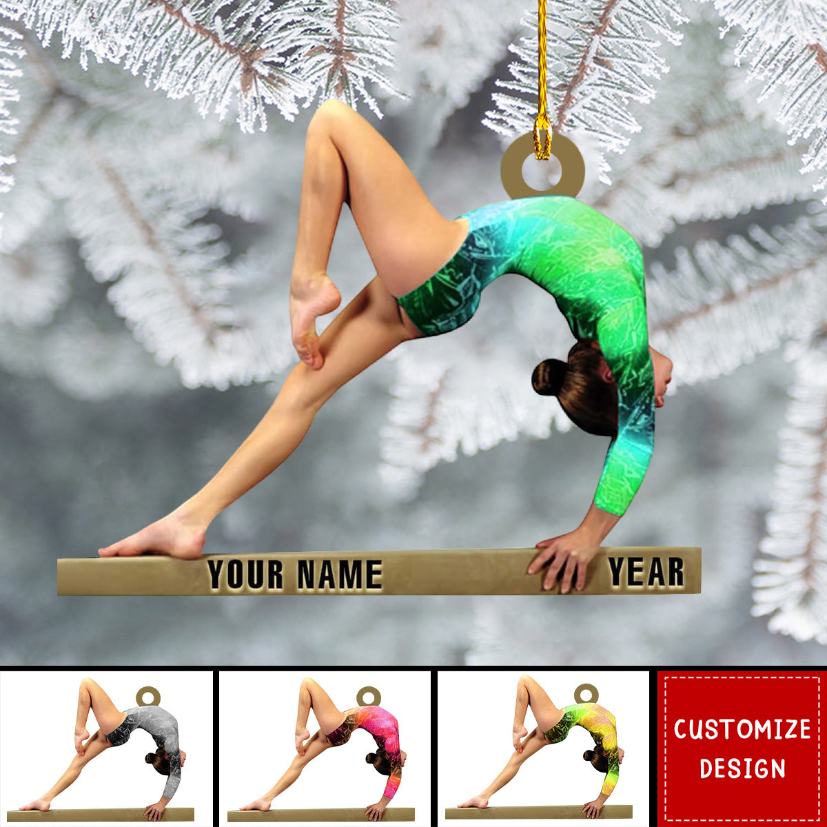 Personalized Gymnastics Acrylic Christmas Ornament - New Release