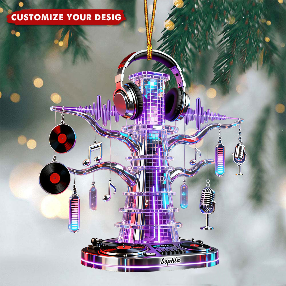 Personalized DJ Tower Christmas Ornament