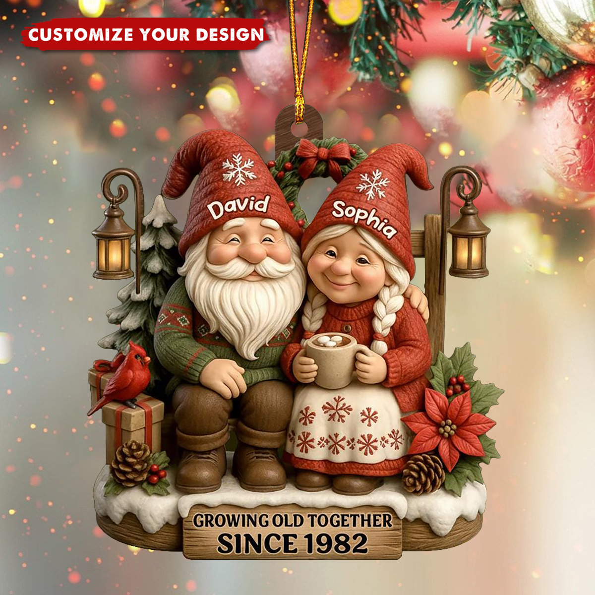 Personalized Growing Old Together Christmas Ornament