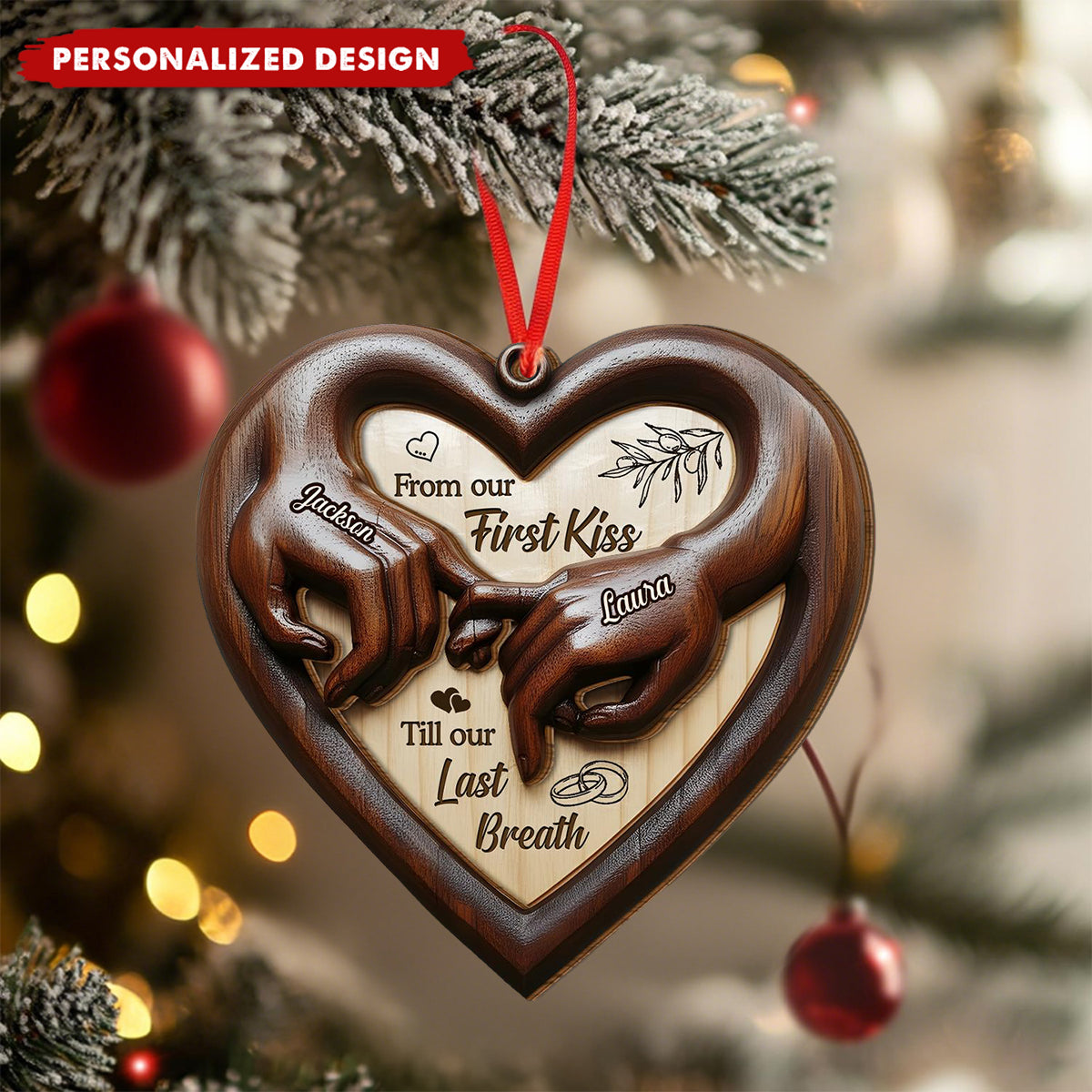 Personalized Couple Hand Ornament-Romantic Gift for Husband Wife Anniversary