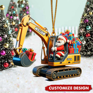 Personalized Santa on The Excavator Christmas Ornament, 2025 New Release Gifts For Kids