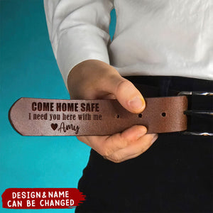 Personalized Gifts For Him Secret Message Men's Belt Come Home Safe