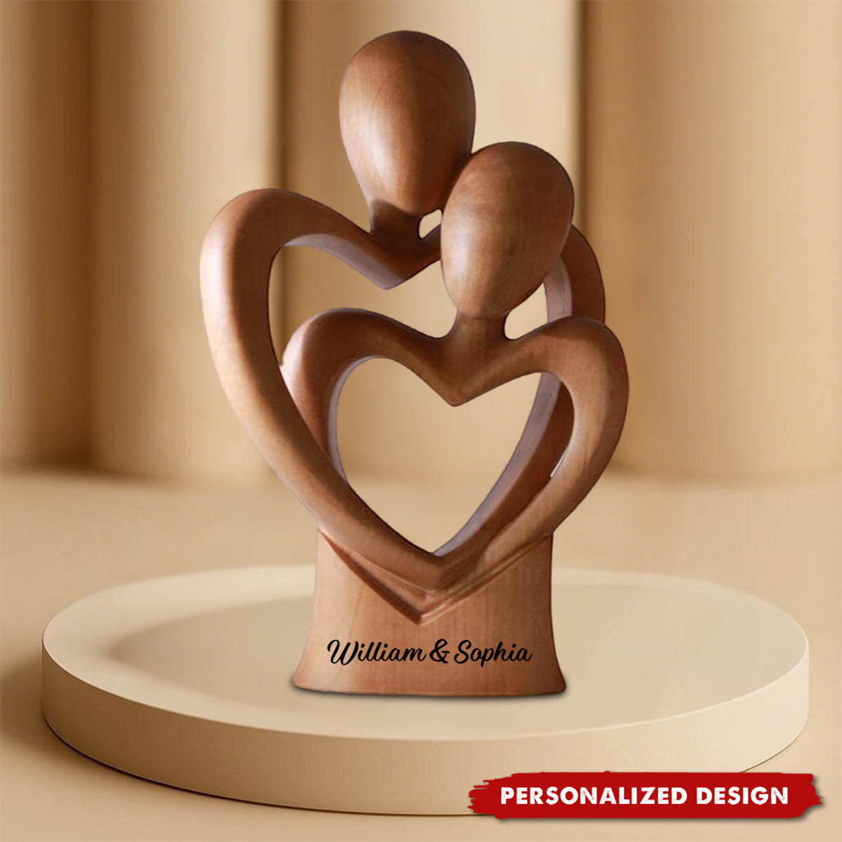 Personalized Hand Carved Wooden Heart Couple Plaque-Anniversary or Wedding Gift