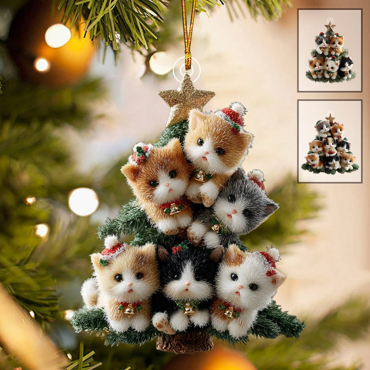 Christmas Kitten Tree Christmas Ornament Gift For Cat Lovers